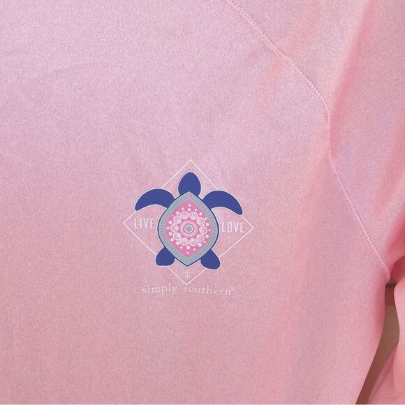 Simply Southern Turtle Print Long Sleeve Pink Tee Size Small - Picture 3 of 7